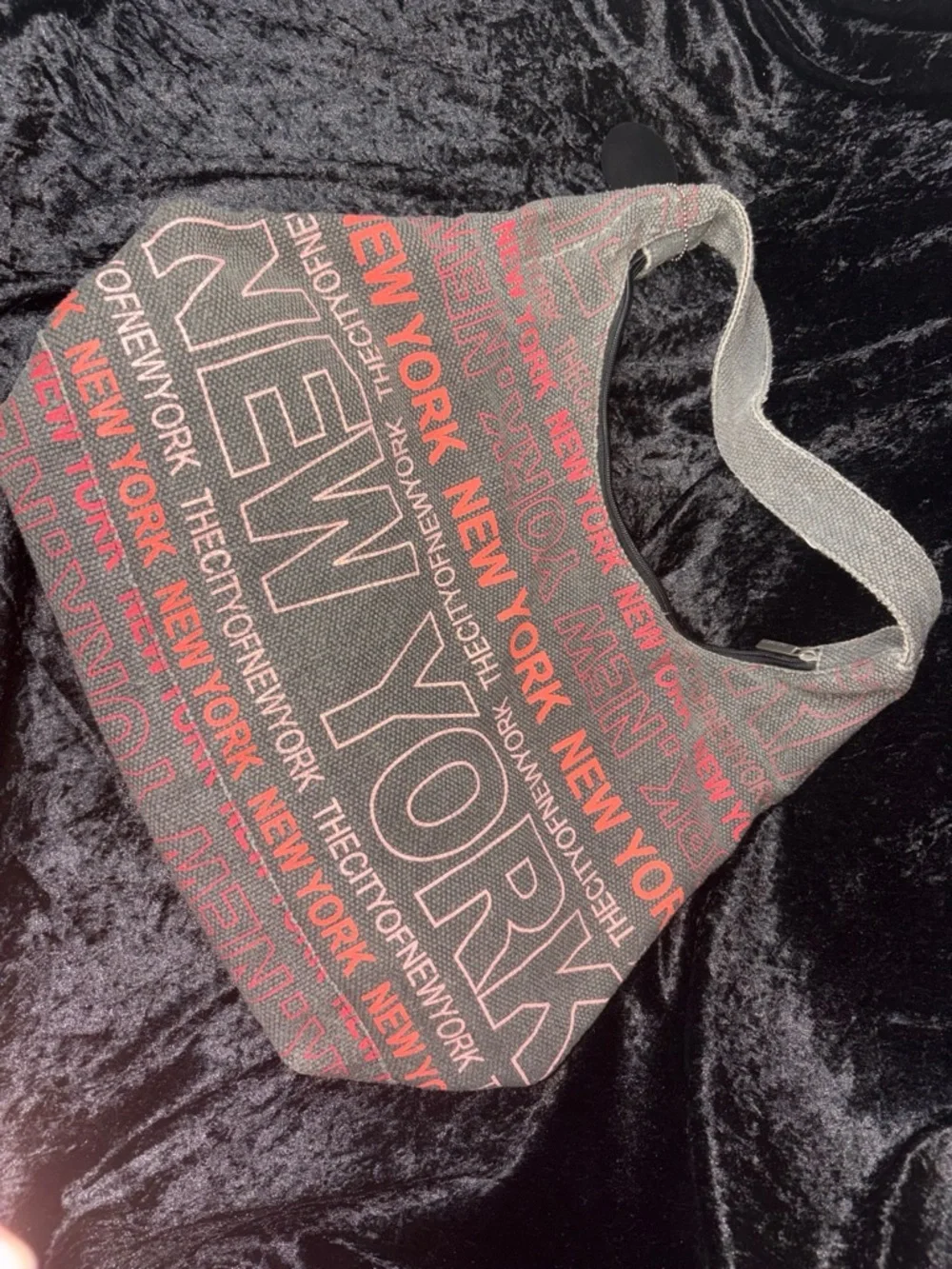 Robin Ruth New York Canvas Hobo Shoulder Bag M Gray/Pink Urban Y2K Streetwear